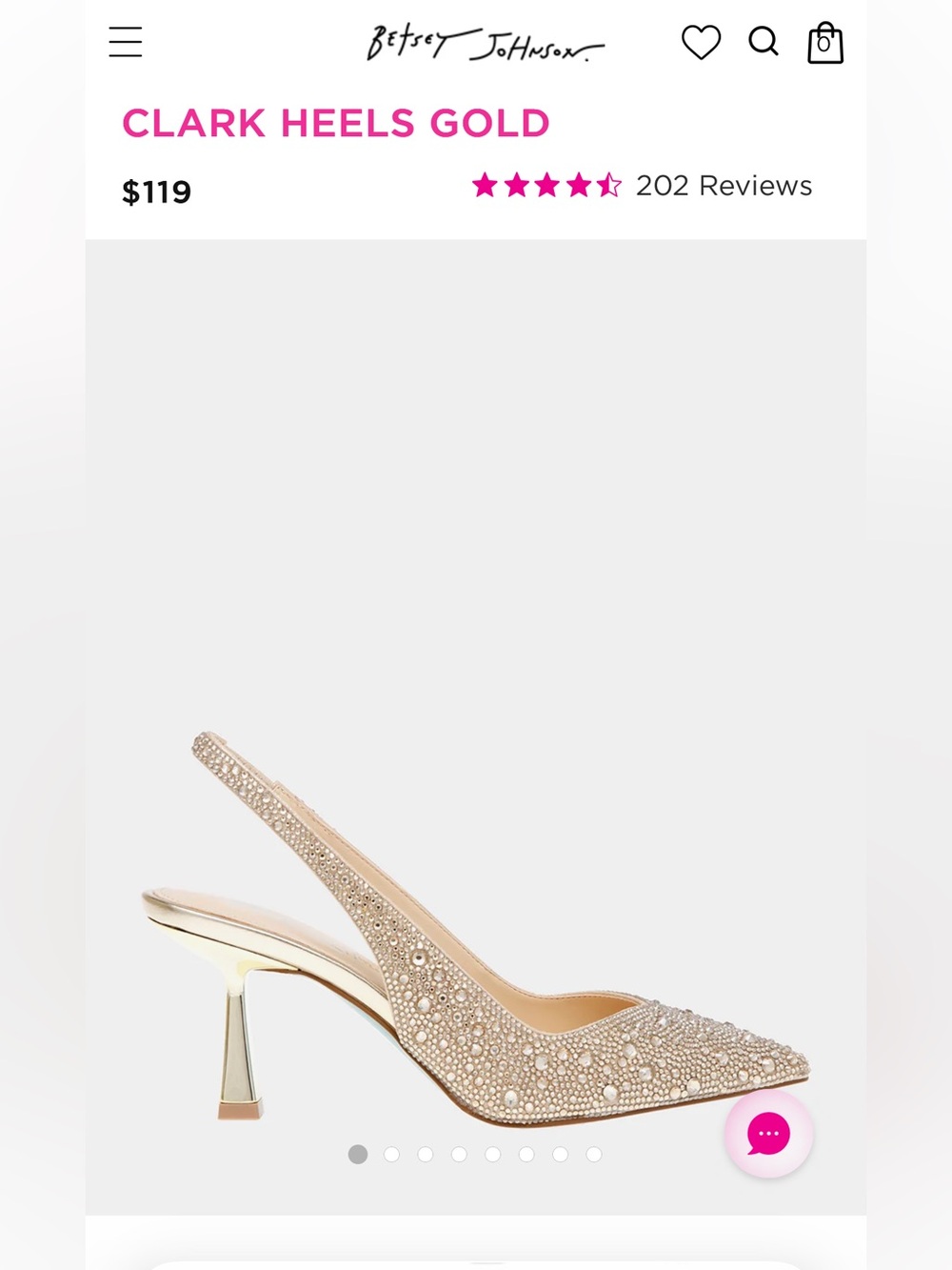 Betsey Johnson Clark Gold Rhinestone Slingback Heels 5.5W NIB